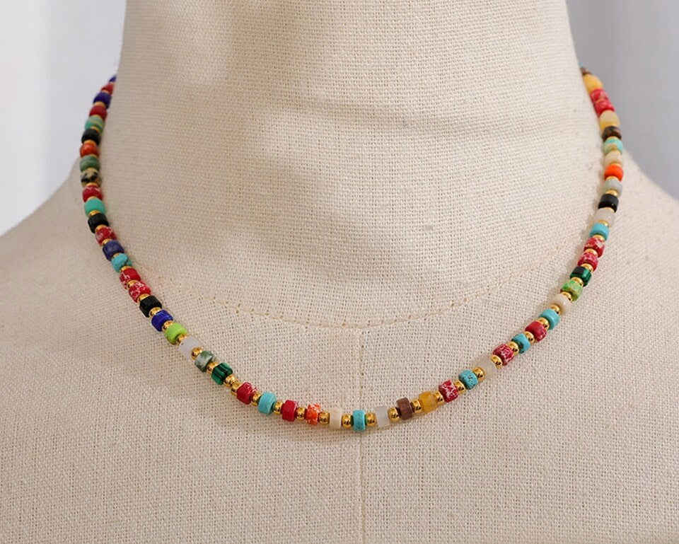 Valentina Natural Stone Necklace - Elegant Gemstone Jewelry with 18K Gold PVD