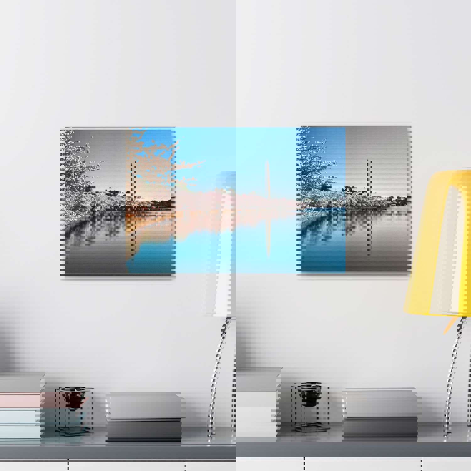 Cherry Blossom Festival at The National Mall Washington Modern Multicolor Scenic Nature Photography Canvas Home Office Decor Ready to Hang