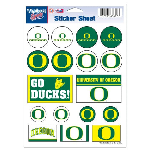 Oregon Ducks Vinyl Sticker Sheet - 17 Decals (5x7 Inches)