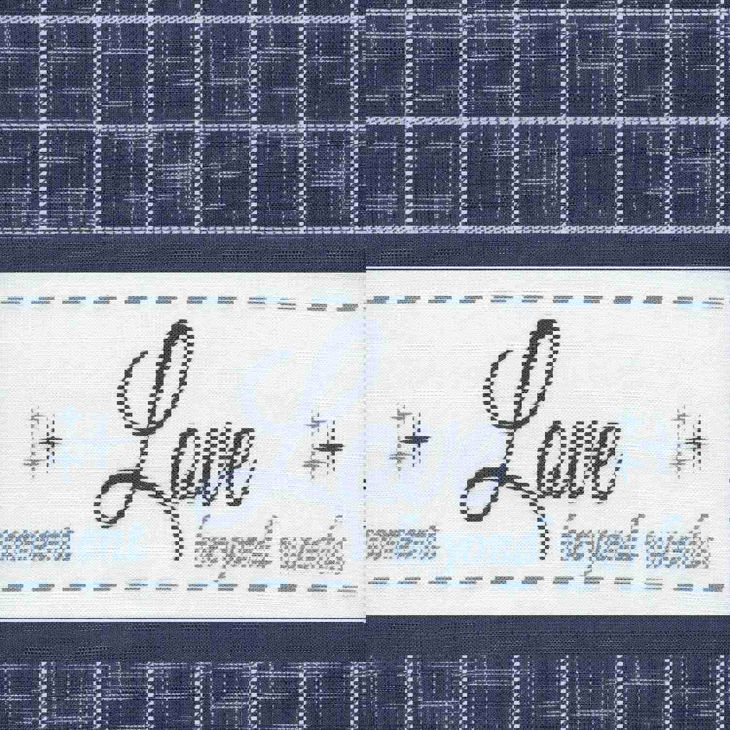 Live Laugh Love 3-Piece Kitchen Curtain Set, Blue, Tiers 58x36, Swag 58x14 Inches