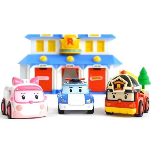 Academy Robocar Poli Headquarters Rescue Center Play Set with Diecast Figures (Poli, Roi, Amber)