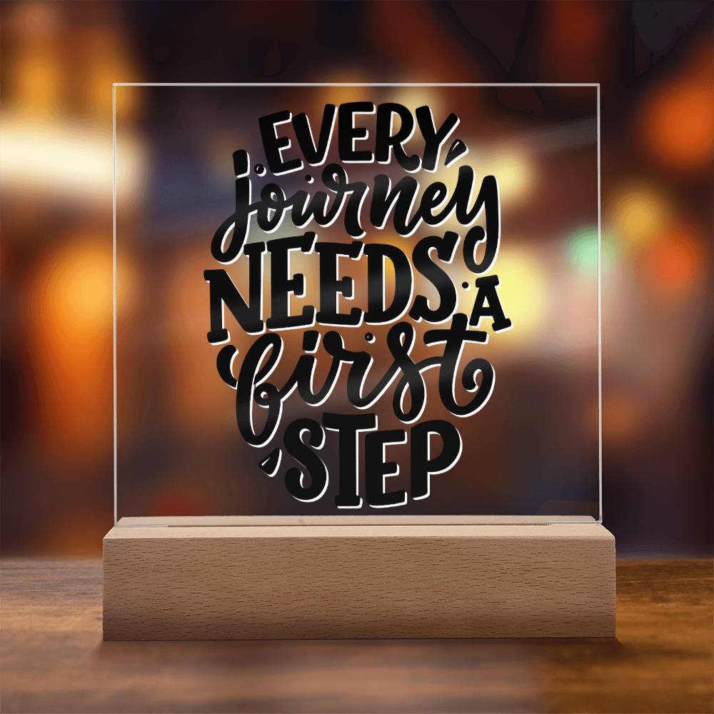 First Steps - Motivational Acrylic with LED Night Light - Inspirational Home Decor - Perfect Gift for Any Occasion