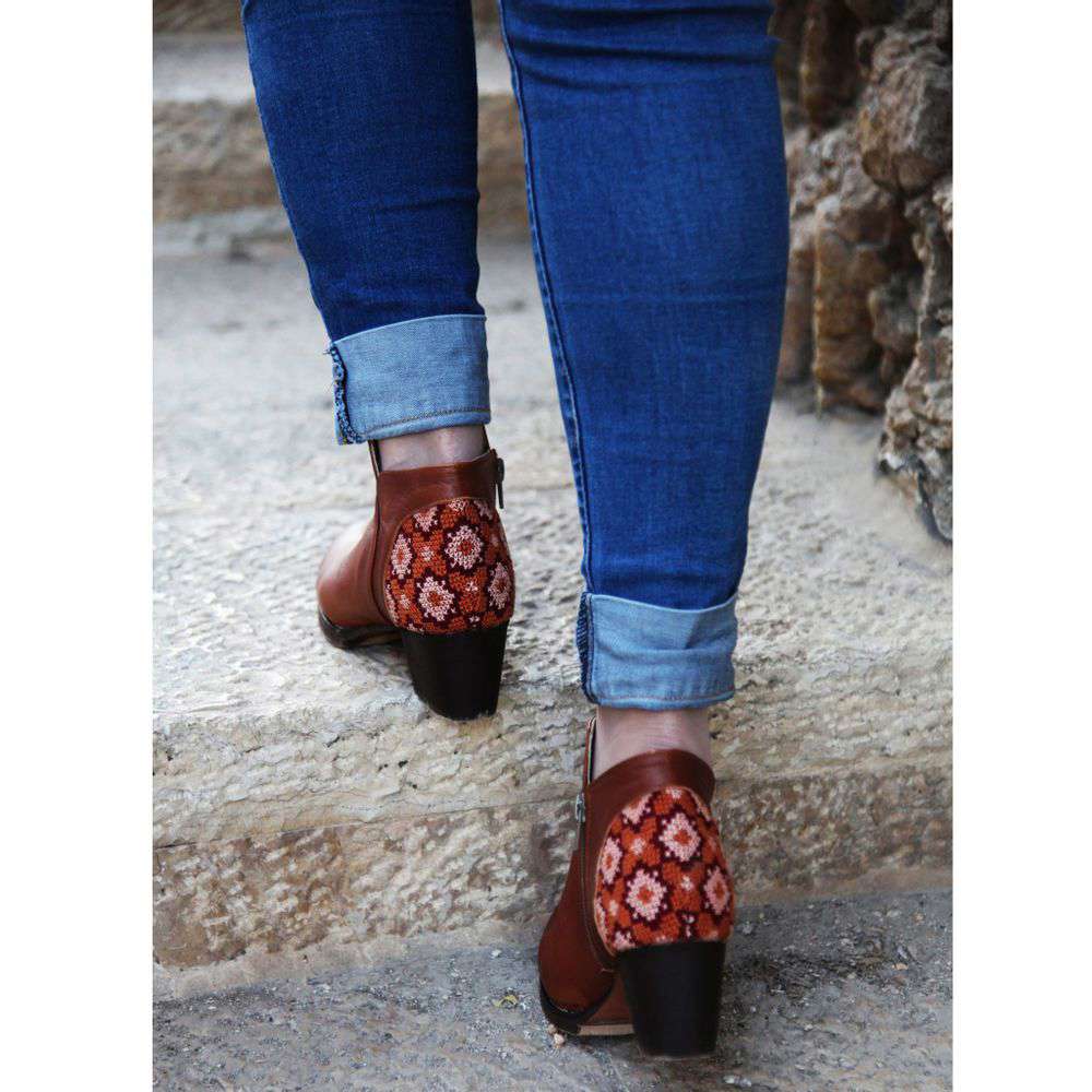 Flowers Ankle Boot - Brown