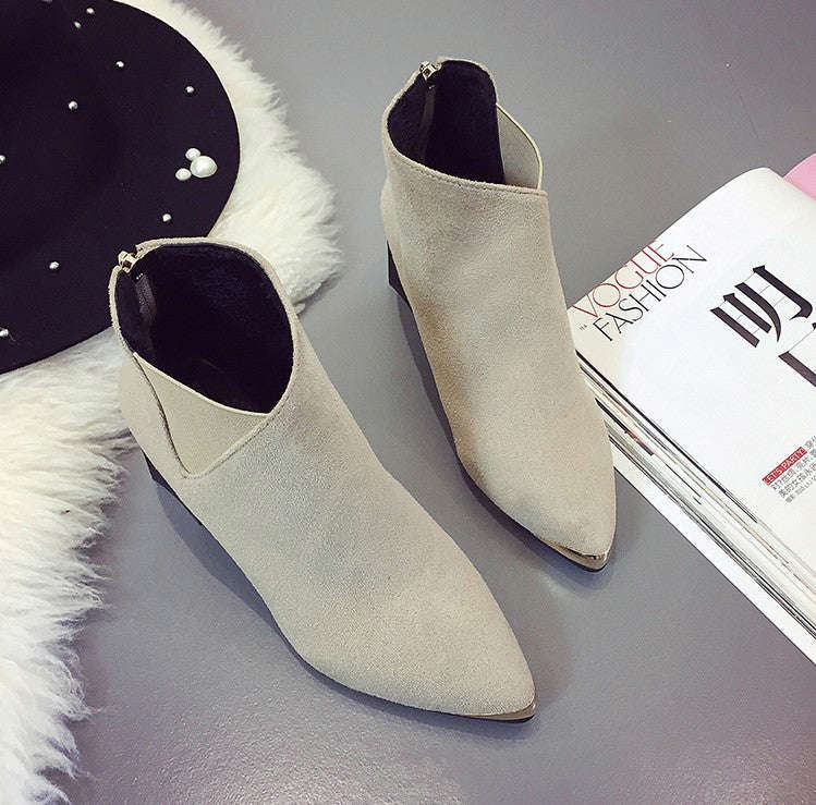 Women's PU Leather Square-Heeled Ankle Boots with Metal Decorations for Autumn/Winter
