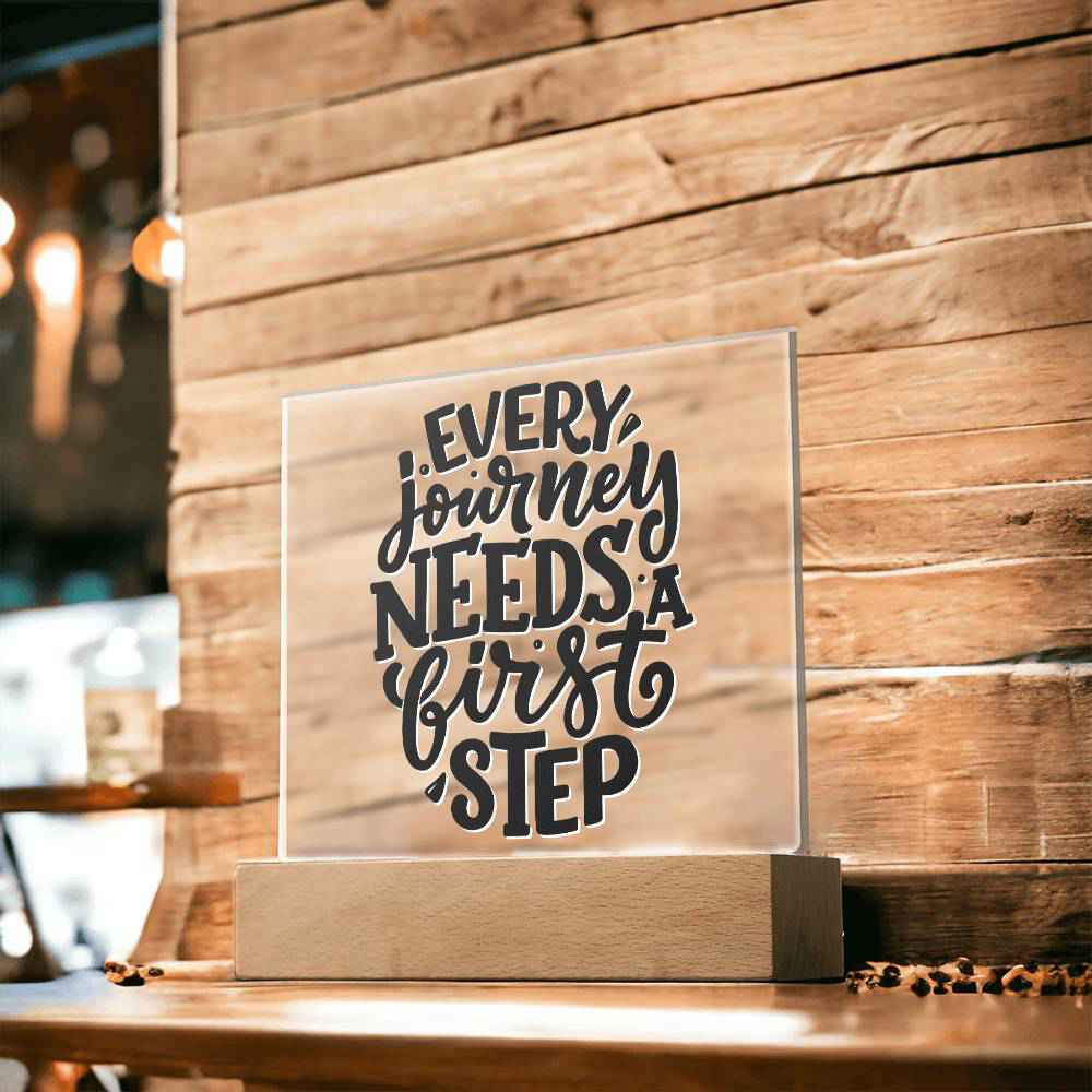 First Steps - Motivational Acrylic with LED Night Light - Inspirational Home Decor - Perfect Gift for Any Occasion
