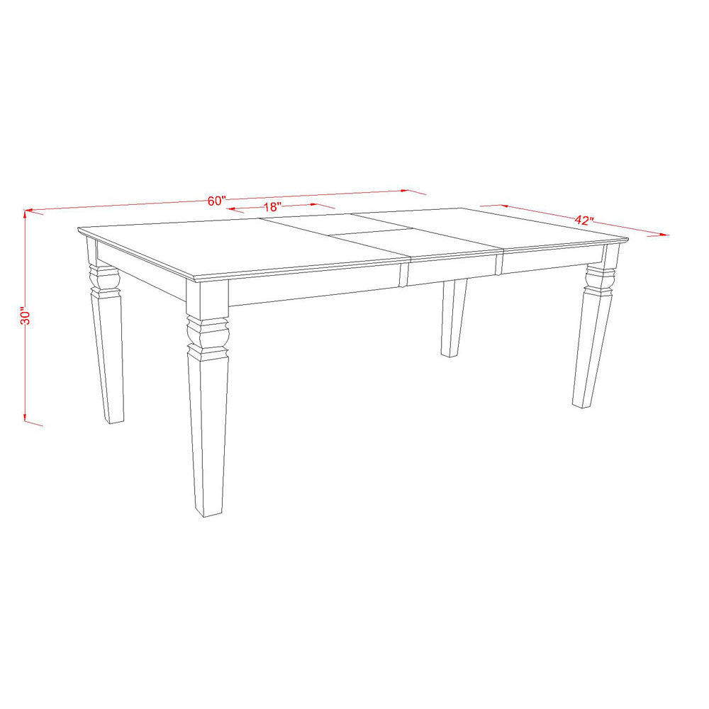 East West Furniture 5-Piece Kitchen Table Set with Extendable Leaf and 4 Parson Chairs