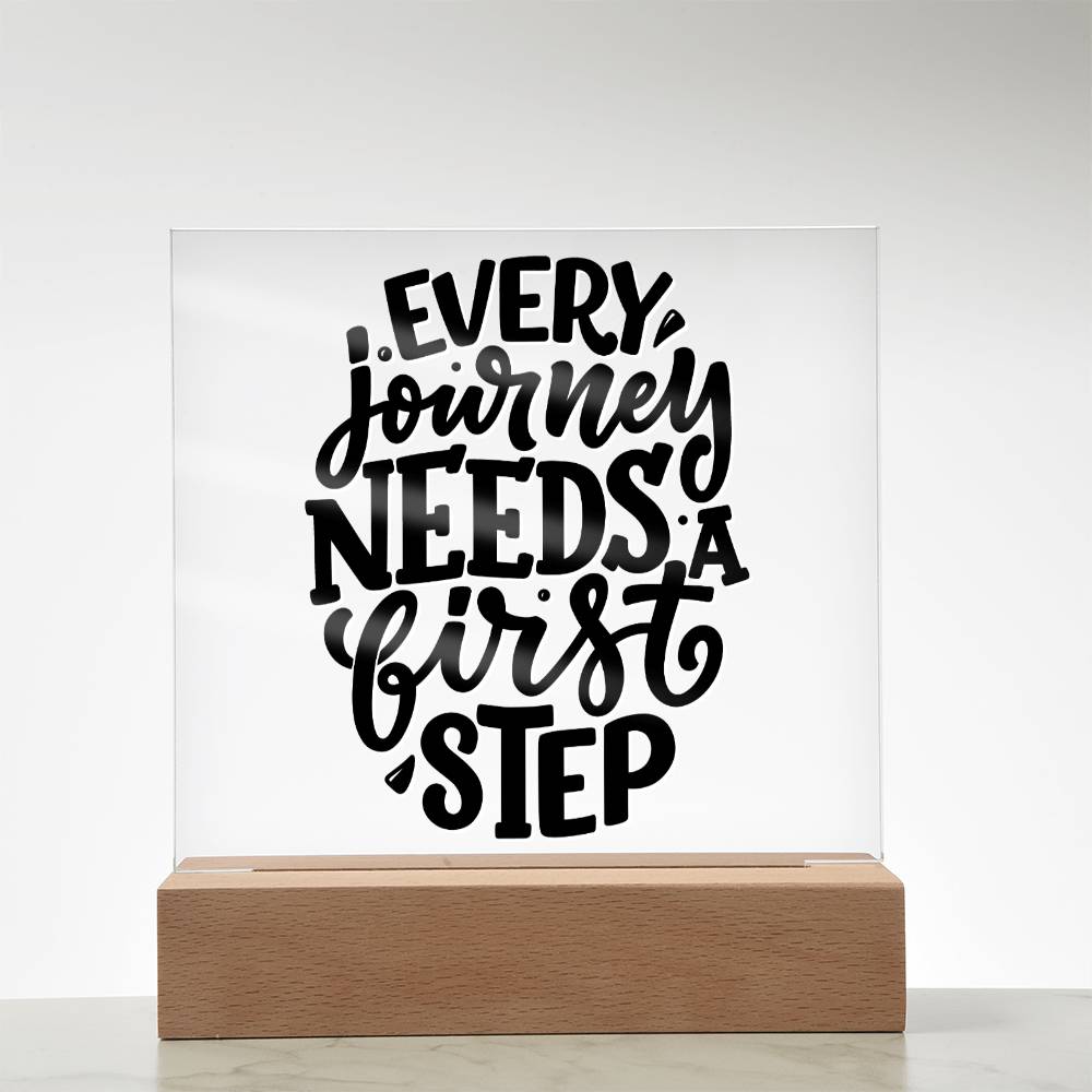 First Steps - Motivational Acrylic with LED Night Light - Inspirational Home Decor - Perfect Gift for Any Occasion