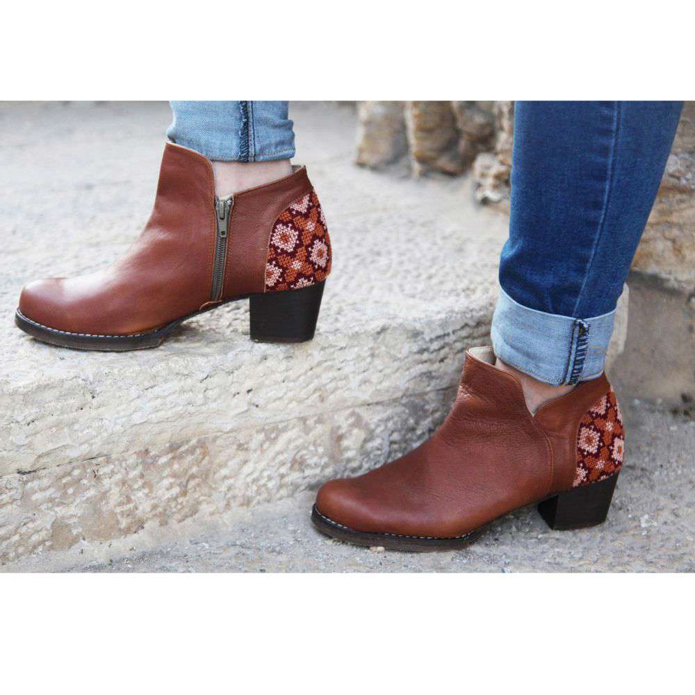 Flowers Ankle Boot - Brown