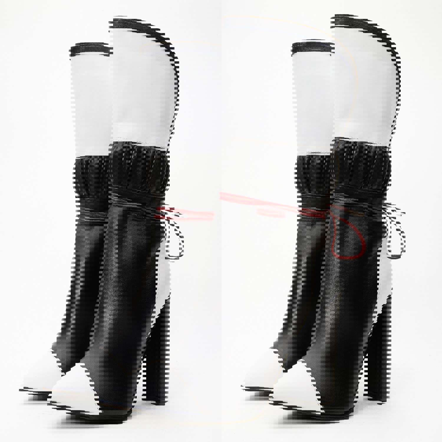 Lucca Black & White Leather Mid Calf High Heel Women Boot - Limited Edition