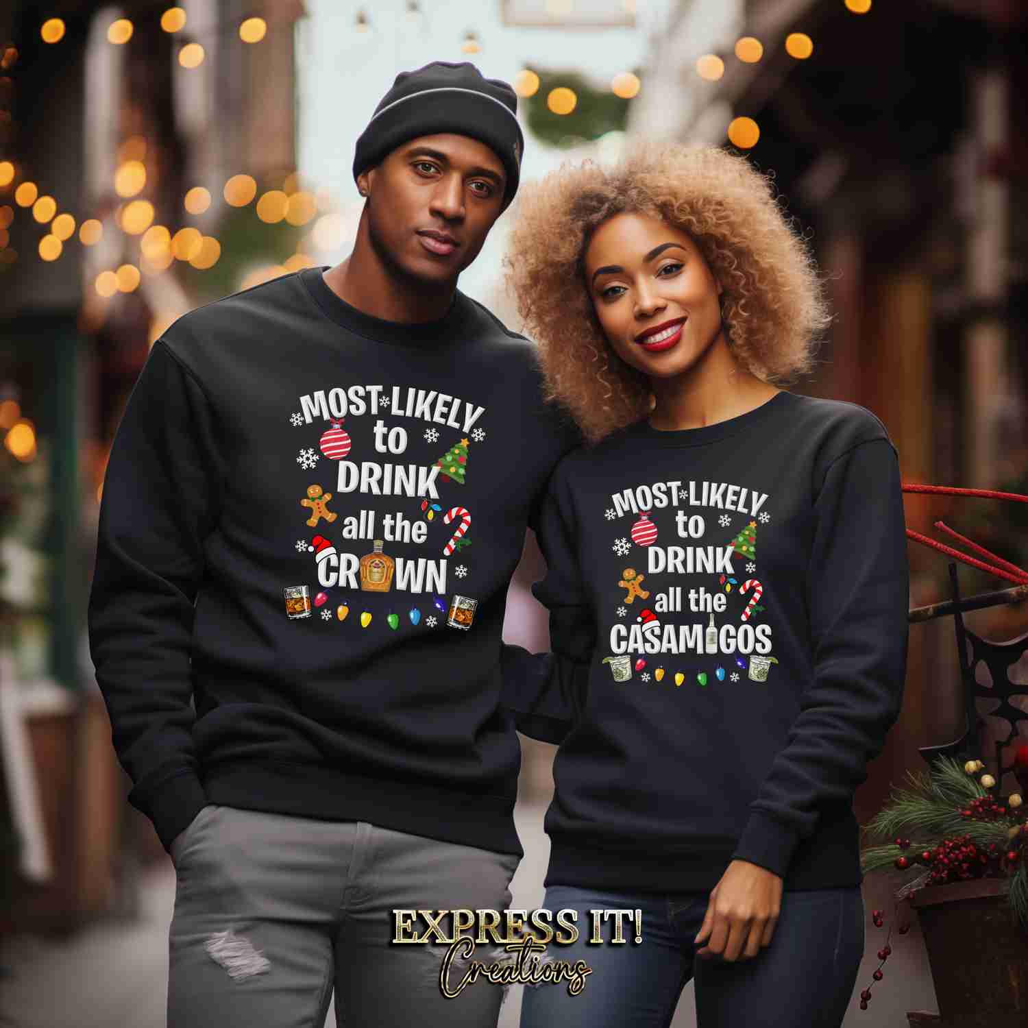 Funny Christmas Sweatshirt for Adults - Most Likely To Drink Tee
