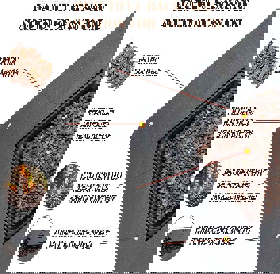 Endless Summer 30 In. Outdoor Propane Gas Lava Rock Top Fire Pit