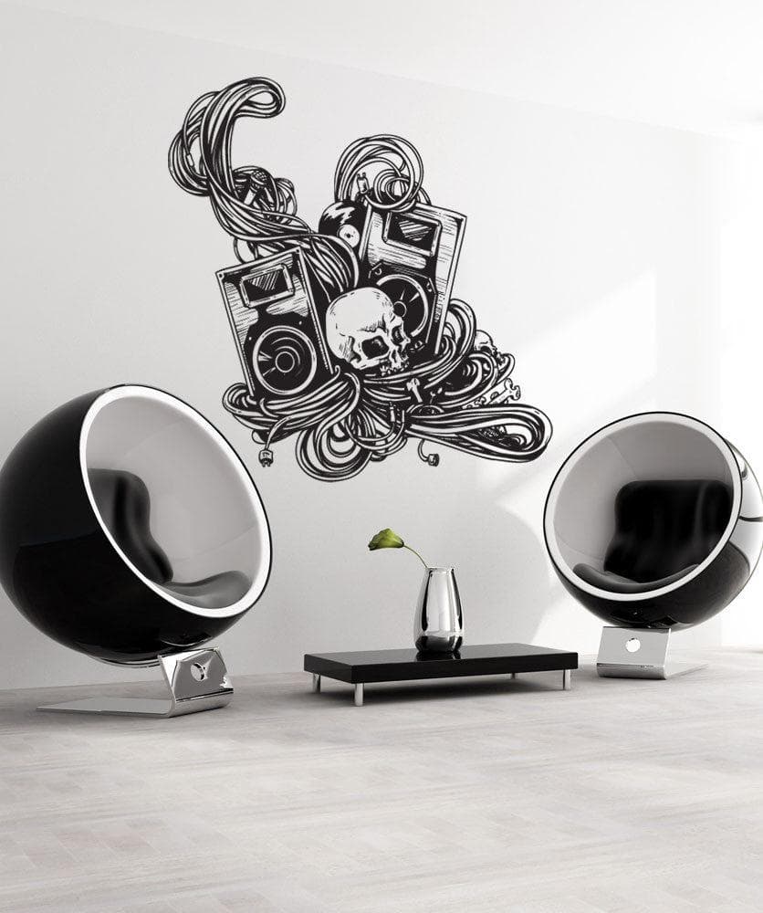 Vinyl Wall Decal Sticker Skull and Speakers #1215 - Removable and Easy to Apply