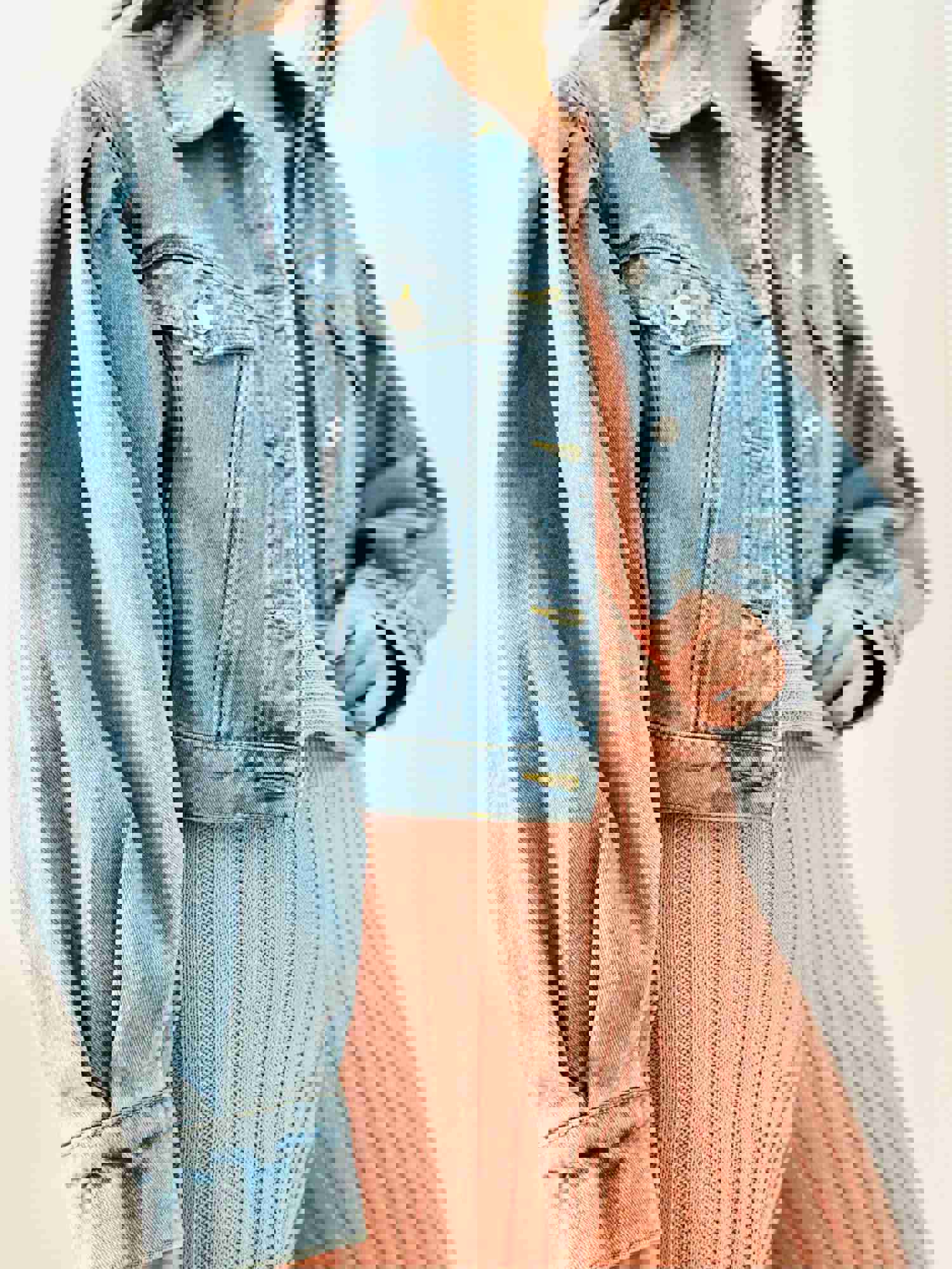 Vintage Denim Cropped Jacket with Balloon Sleeves
