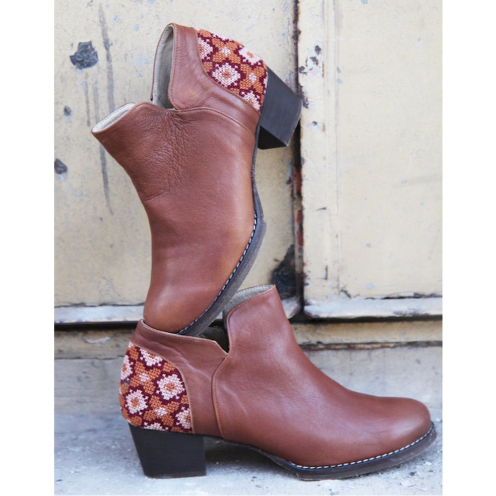 Flowers Ankle Boot - Brown