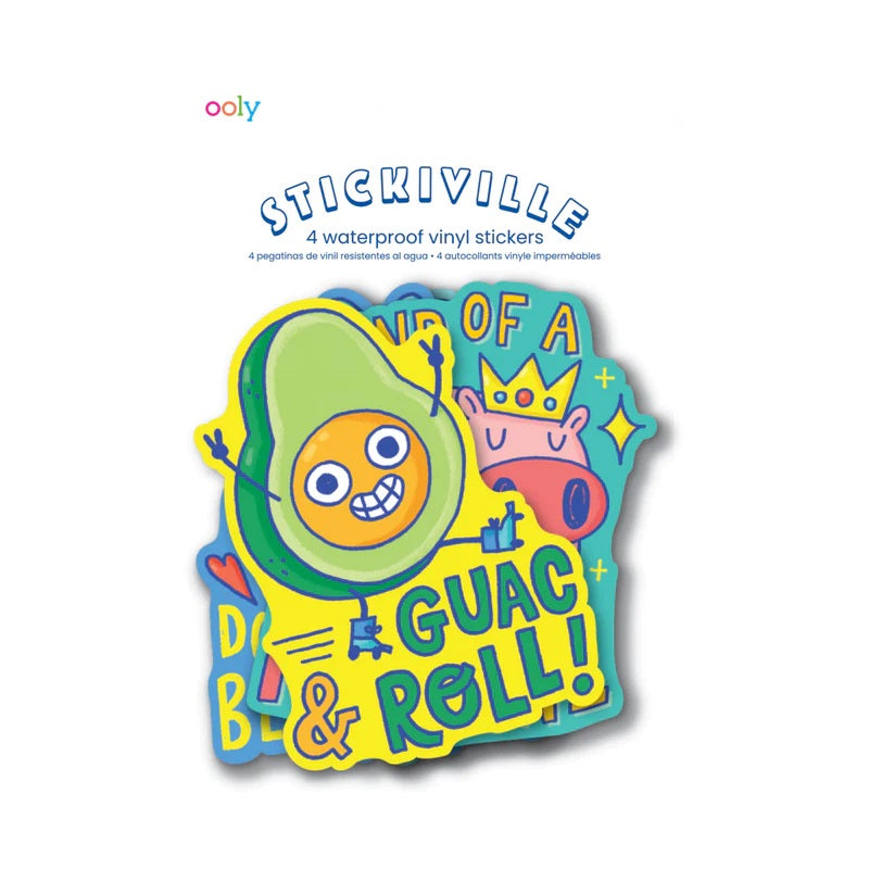 Stickiville Punny Pals Die-Cut Vinyl Stickers - 4 Pack Waterproof Fun Puns