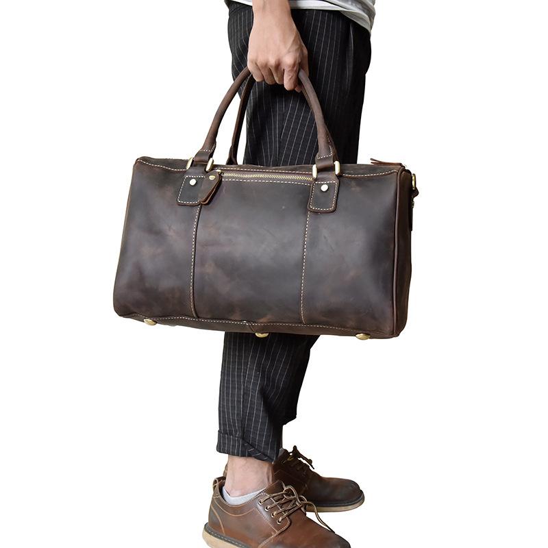 Vintage Leather Weekender Duffle Bag for Men - Italian Cowhide