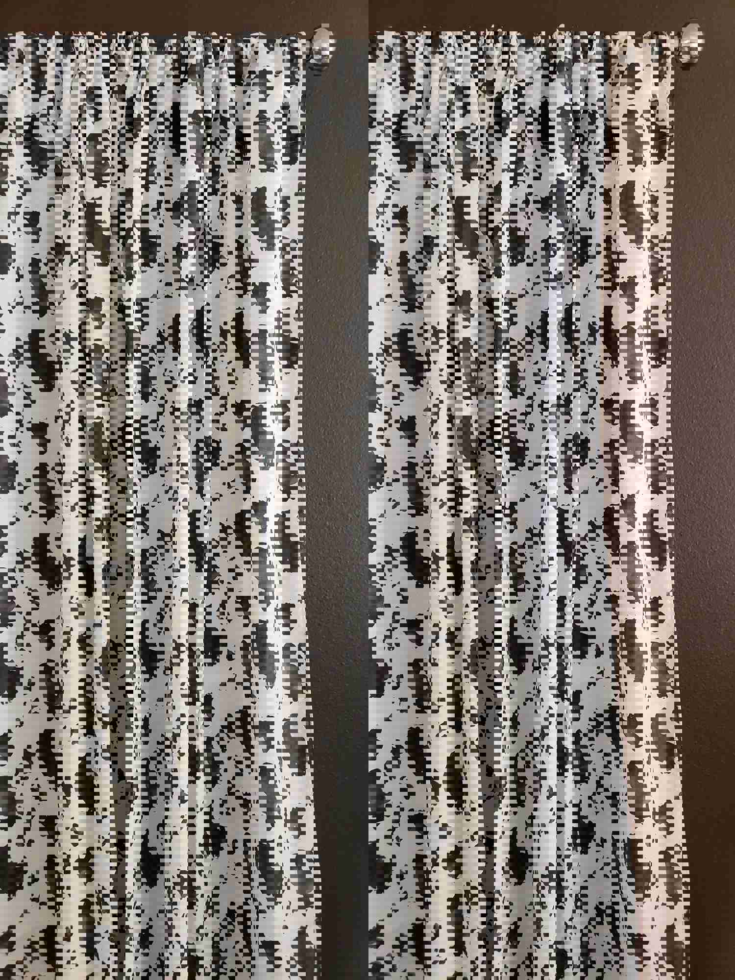 Cotton Curtain with Cow Spots Animal Print - 58 Inch Wide