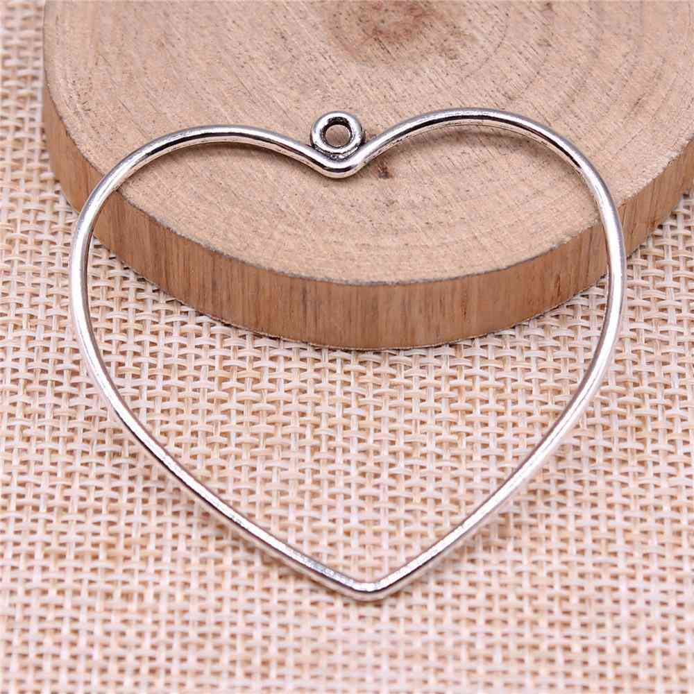 10pcs Antique Silver Hollow Heart Charms for DIY Jewelry Making