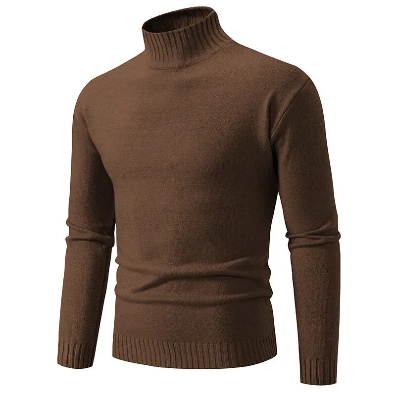 Nukty Autumn Winter Men's Mock Neck Pullover Sweater - Slim Fit Casual Knit