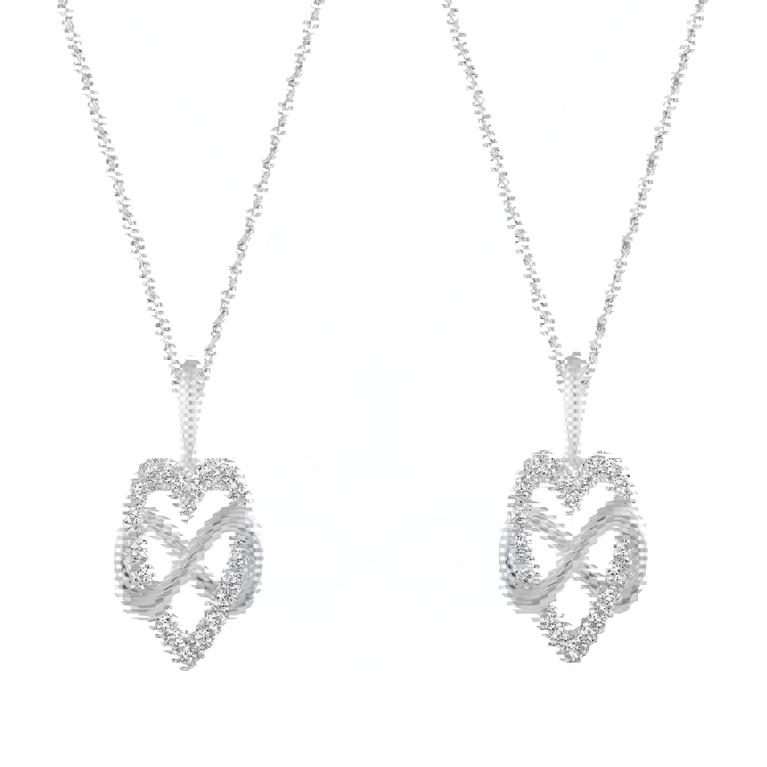 1/6 CT TW (I1-I2 Clarity) Diamond Infinity Heart Love Pendant Necklace in 925 Sterling Silver