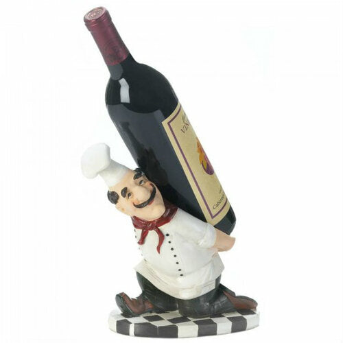 Italian Chef Wine Bottle Holder - Unique Kitchen Decor