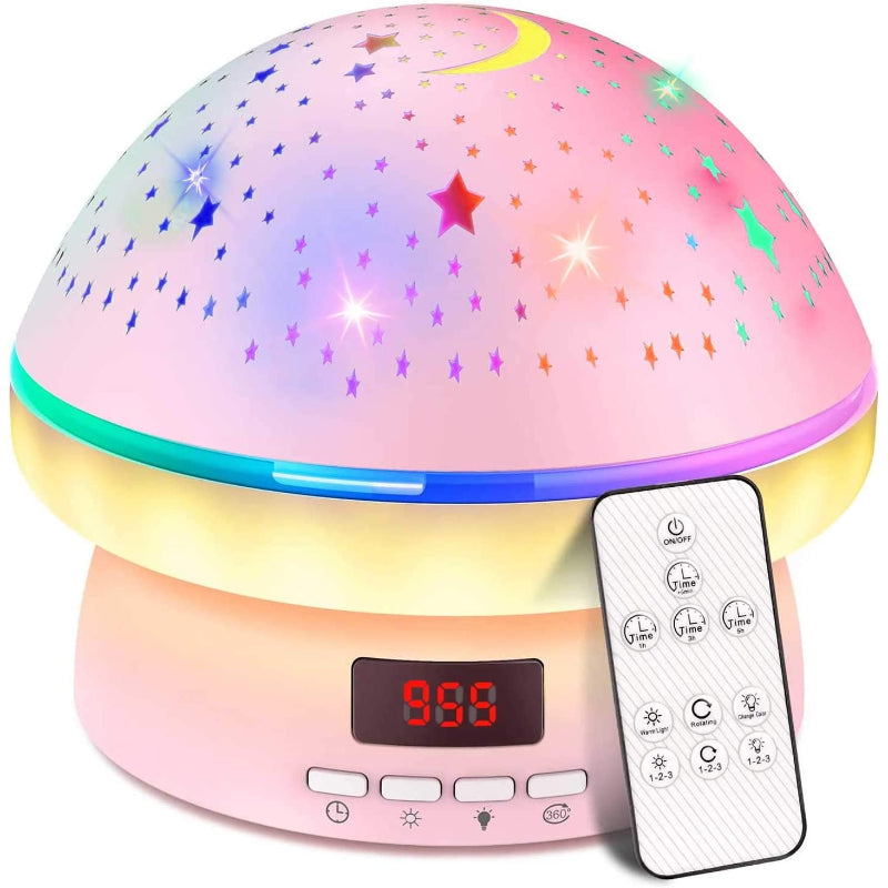 Timer Rotation Star Night Light Projector for Kids, 16 Colors, Auto Shut-off