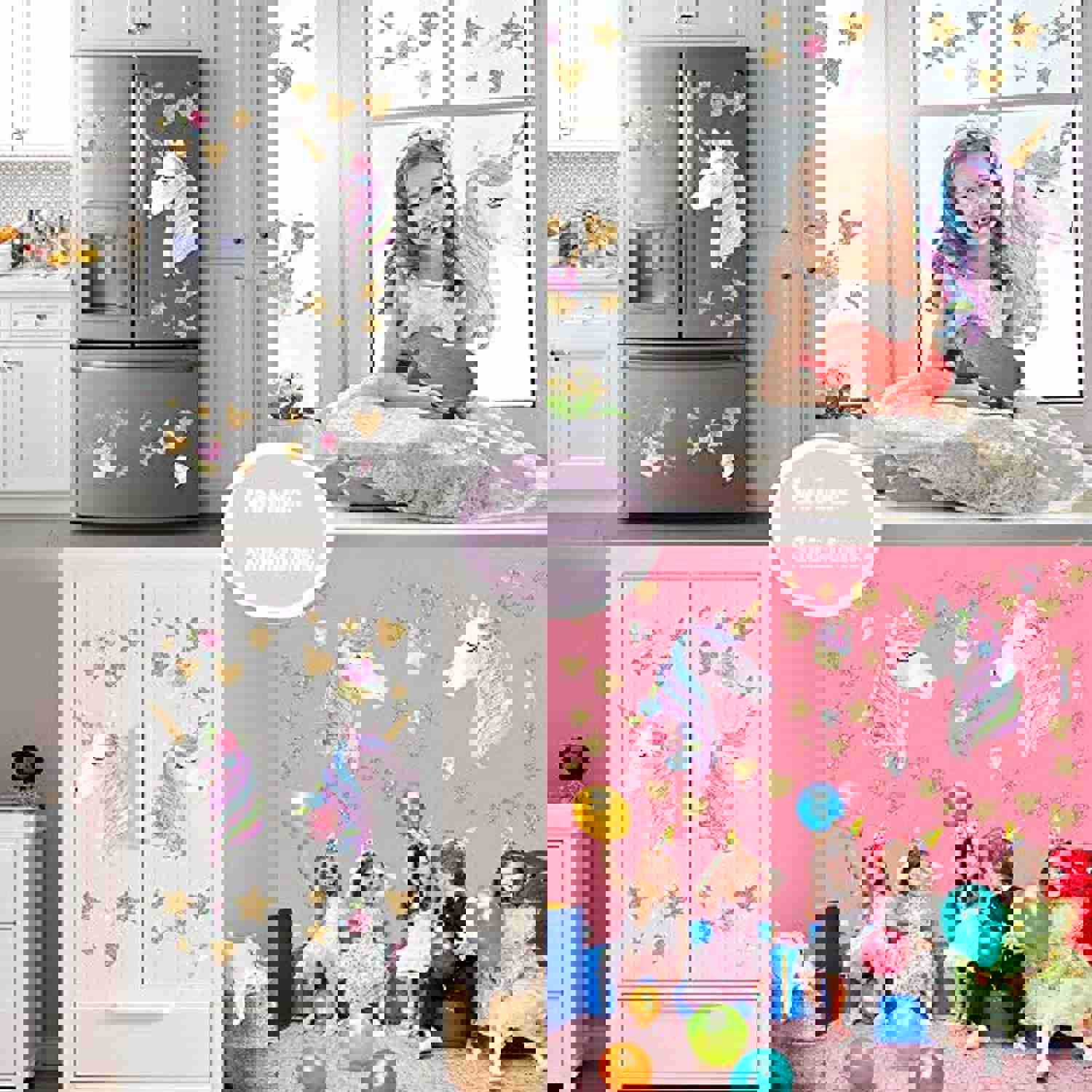 Leint Unicorn Wall Decal 2 Packs - Removable Vinyl Stickers for Kids Room Decor