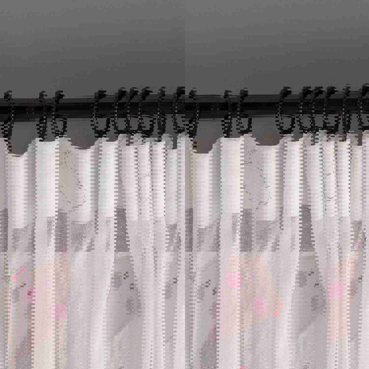 Woodland Kids Room Linen Sheer Curtain with Kite Design
