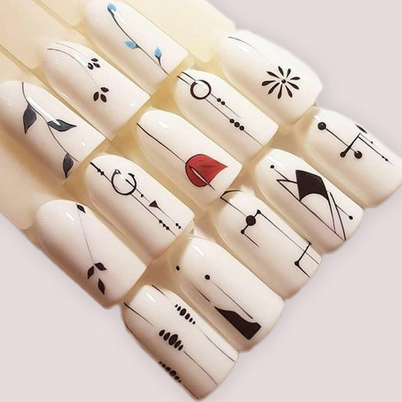 Simple Black Jewelry Flower Water Decals Transfer Nail Art Stickers