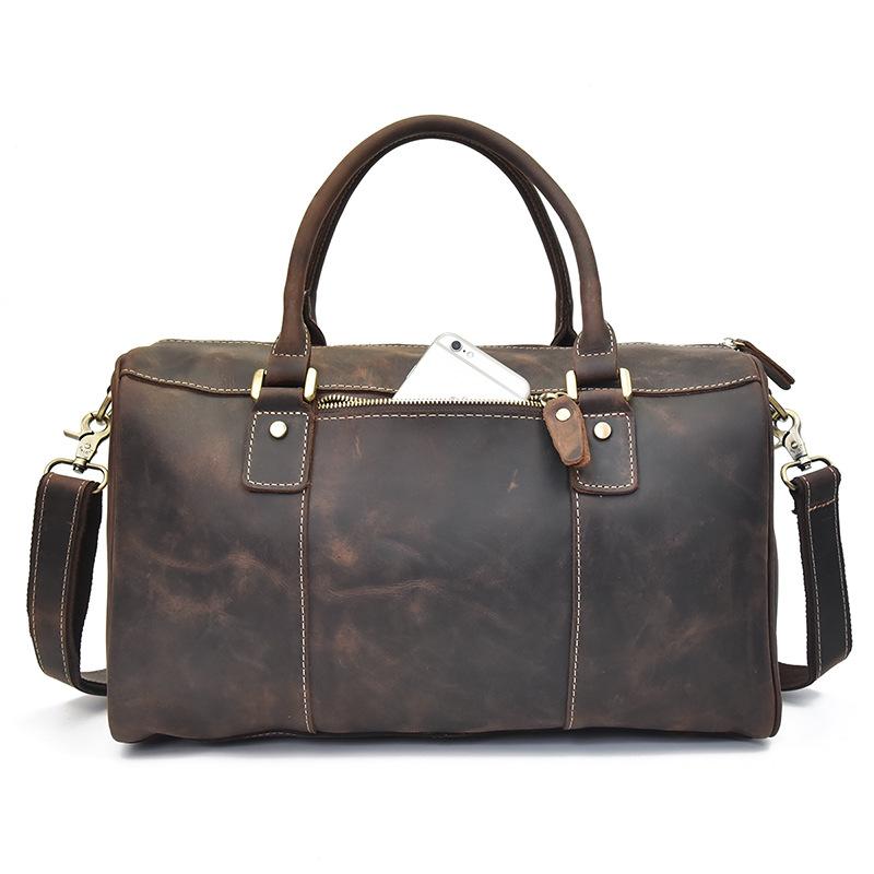 Vintage Leather Weekender Duffle Bag for Men - Italian Cowhide