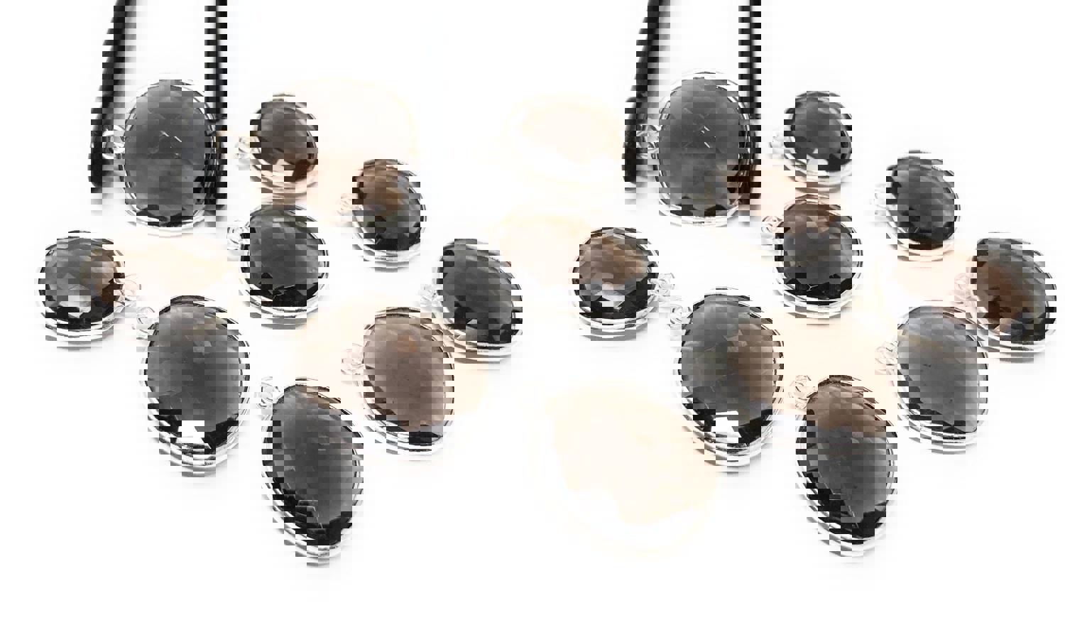 5Pcs Smokey Quartz Charms, Sterling Silver Gemstone Charms for DIY Jewelry Making