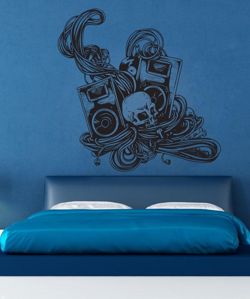 Vinyl Wall Decal Sticker Skull and Speakers #1215 - Removable and Easy to Apply