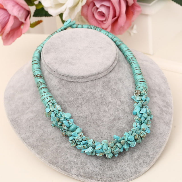 New Bohemia Statement Choker with 100% Natural Coral Stone for Women