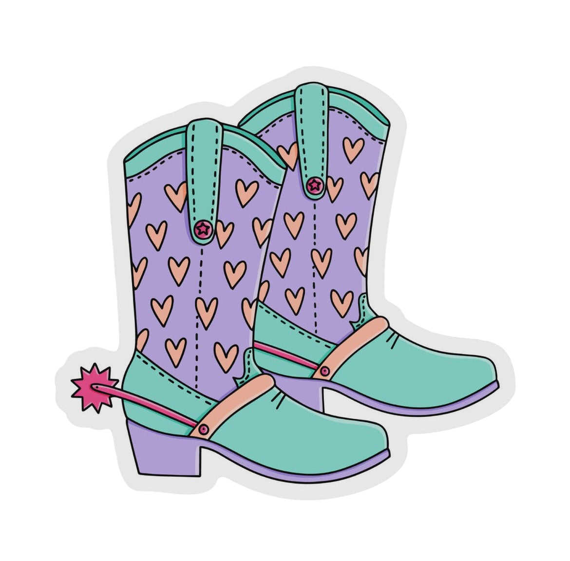 Heart Cowboy Boot Vinyl Sticker - Waterproof & Colorful