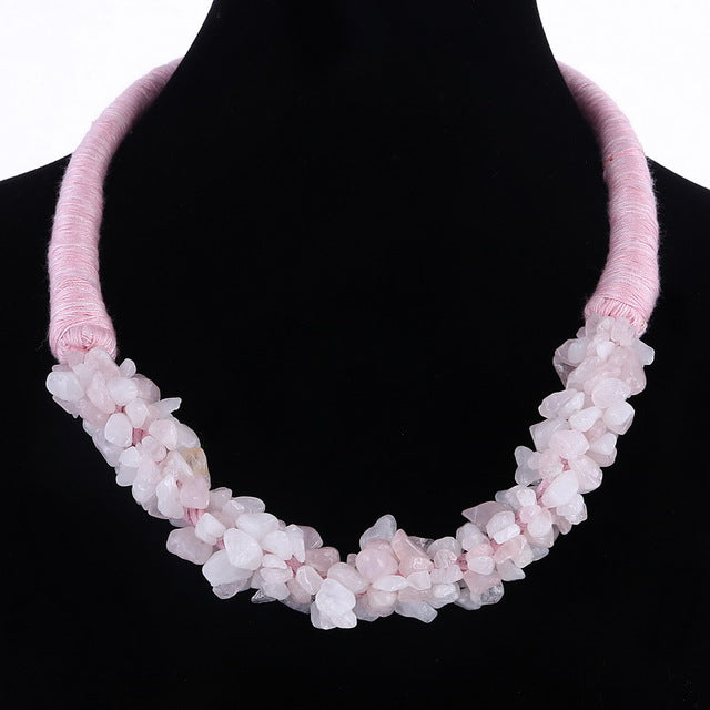 New Bohemia Statement Choker with 100% Natural Coral Stone for Women