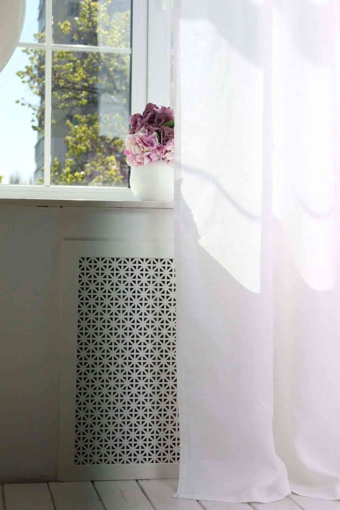 Linen Curtain Panel for Ceiling Track - Unlined, White, Natural, Grey
