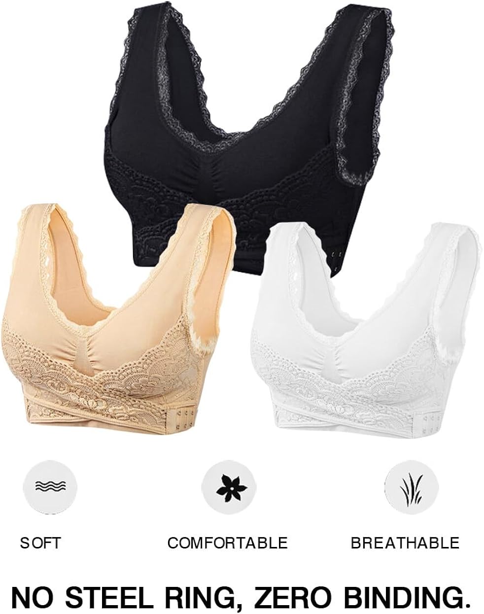 BETTYBRA® Comfy Corset Adjustable Bra with Front Cross Side Buckle and Lace - Buy One Get Two Free