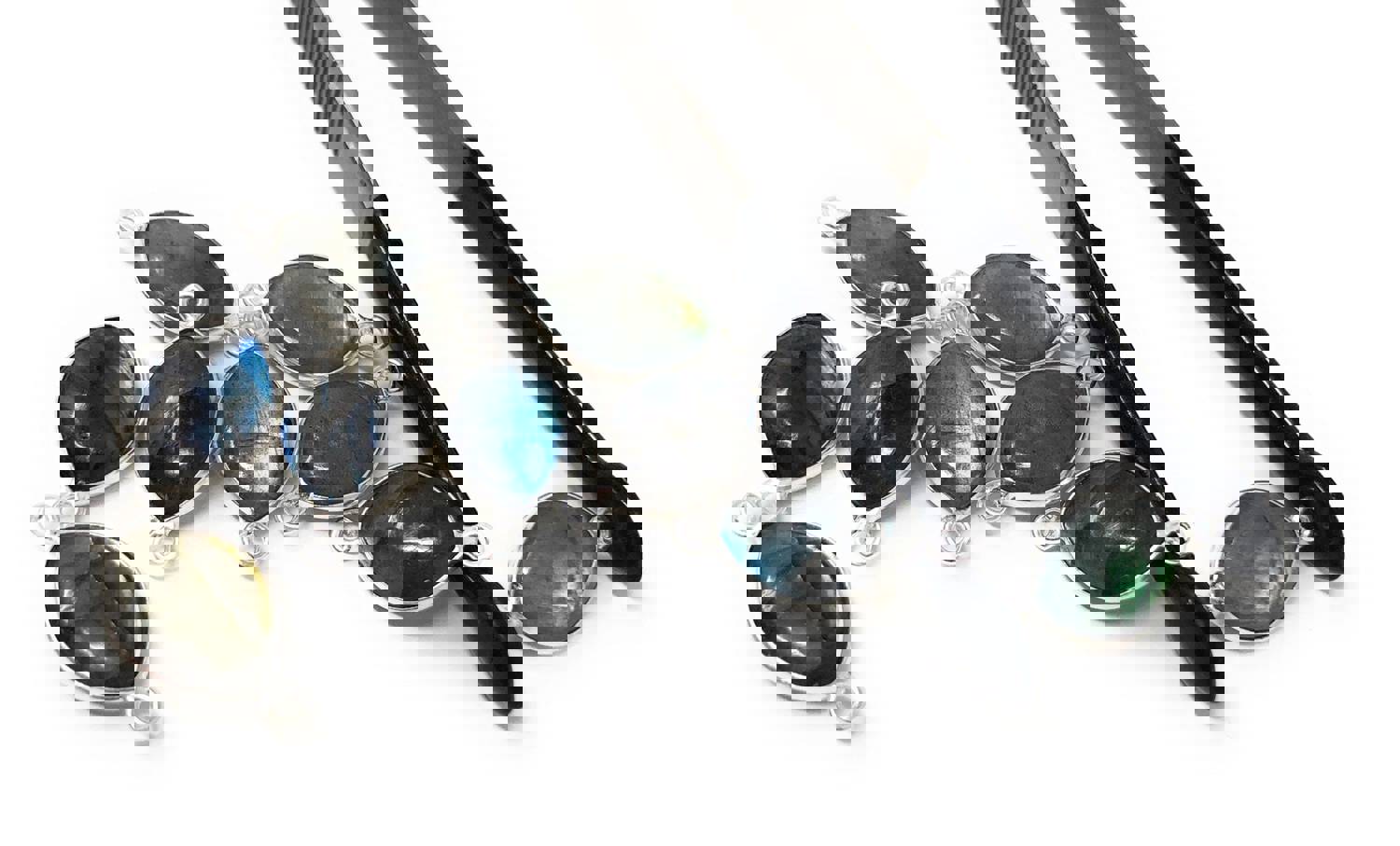 9 Pcs Labradorite Gemstone Sterling Silver Connectors for DIY Jewelry Making