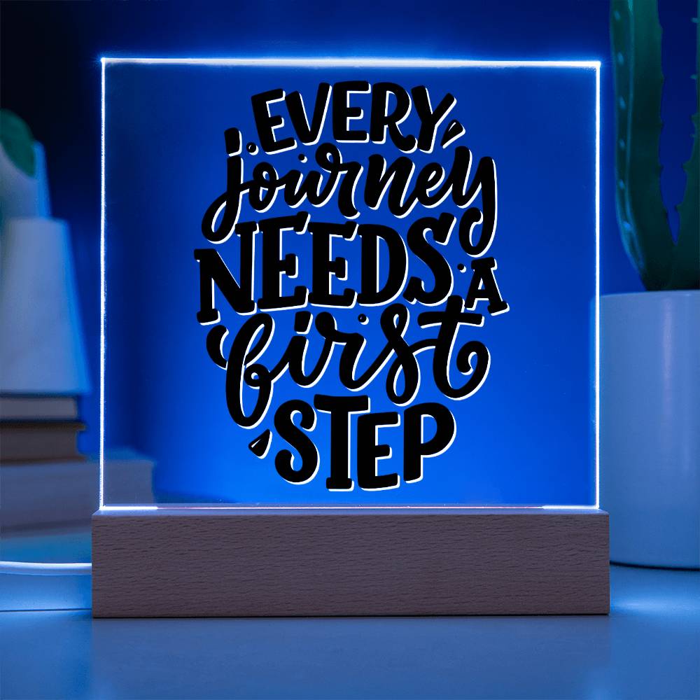 First Steps - Motivational Acrylic with LED Night Light - Inspirational Home Decor - Perfect Gift for Any Occasion