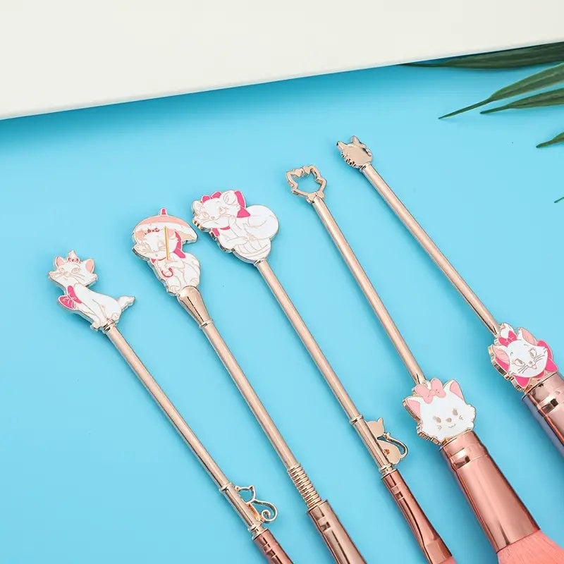 5pcs/set Cute Cat Makeup Brush Set for Eyeshadow and Loose Powder
