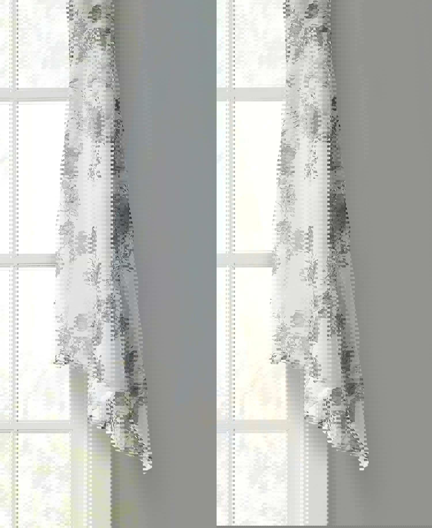 Fleur Rod Pocket Voile Sheer Curtain in Stone Grey