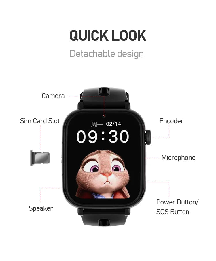 VALDUS 4G Kid Smartwatch with GPS, 670mAh Battery, 1.85" Large Screen