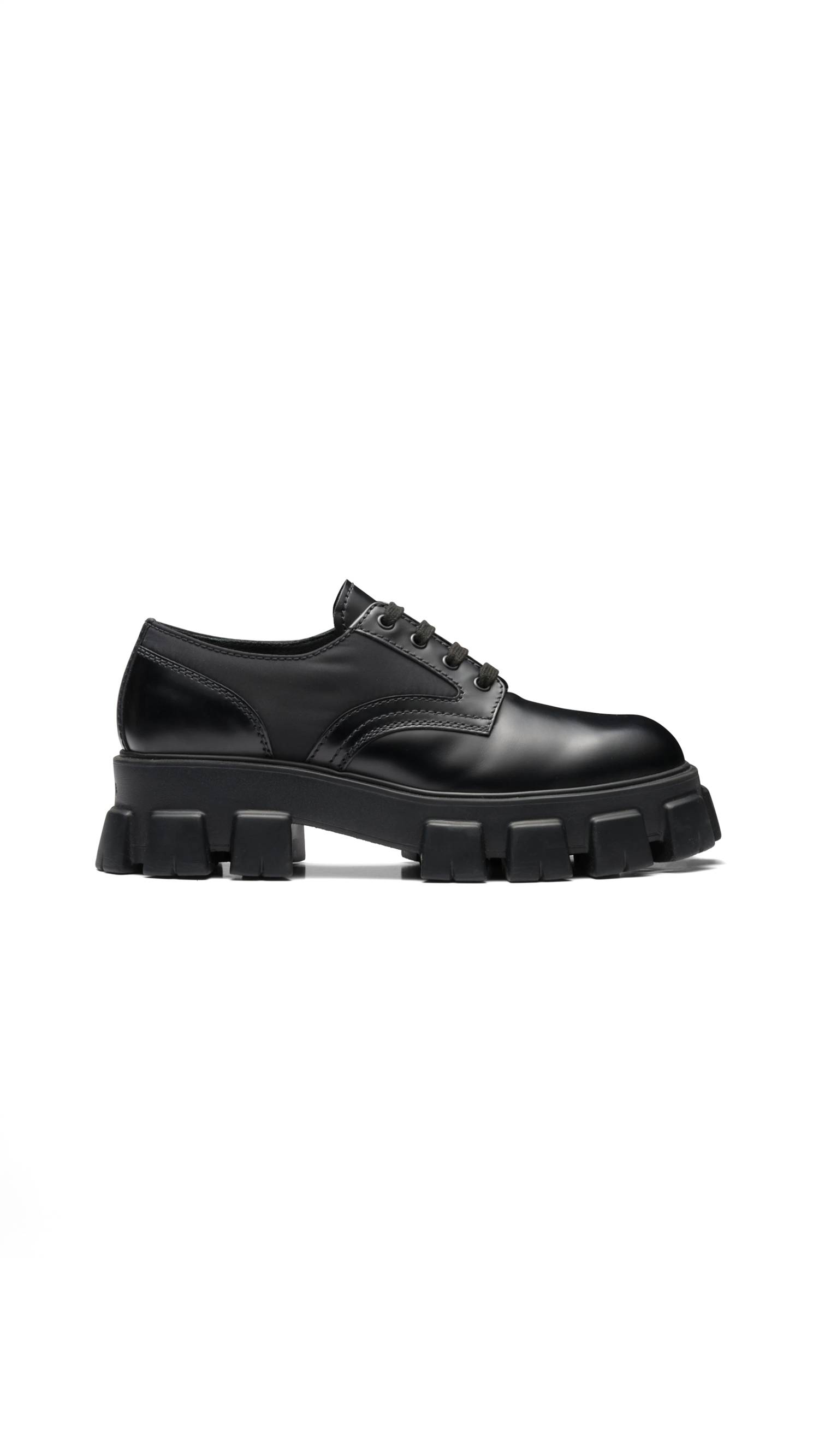 Monolith Brushed Rois Leather & Nylon Lace-up Shoes - Black