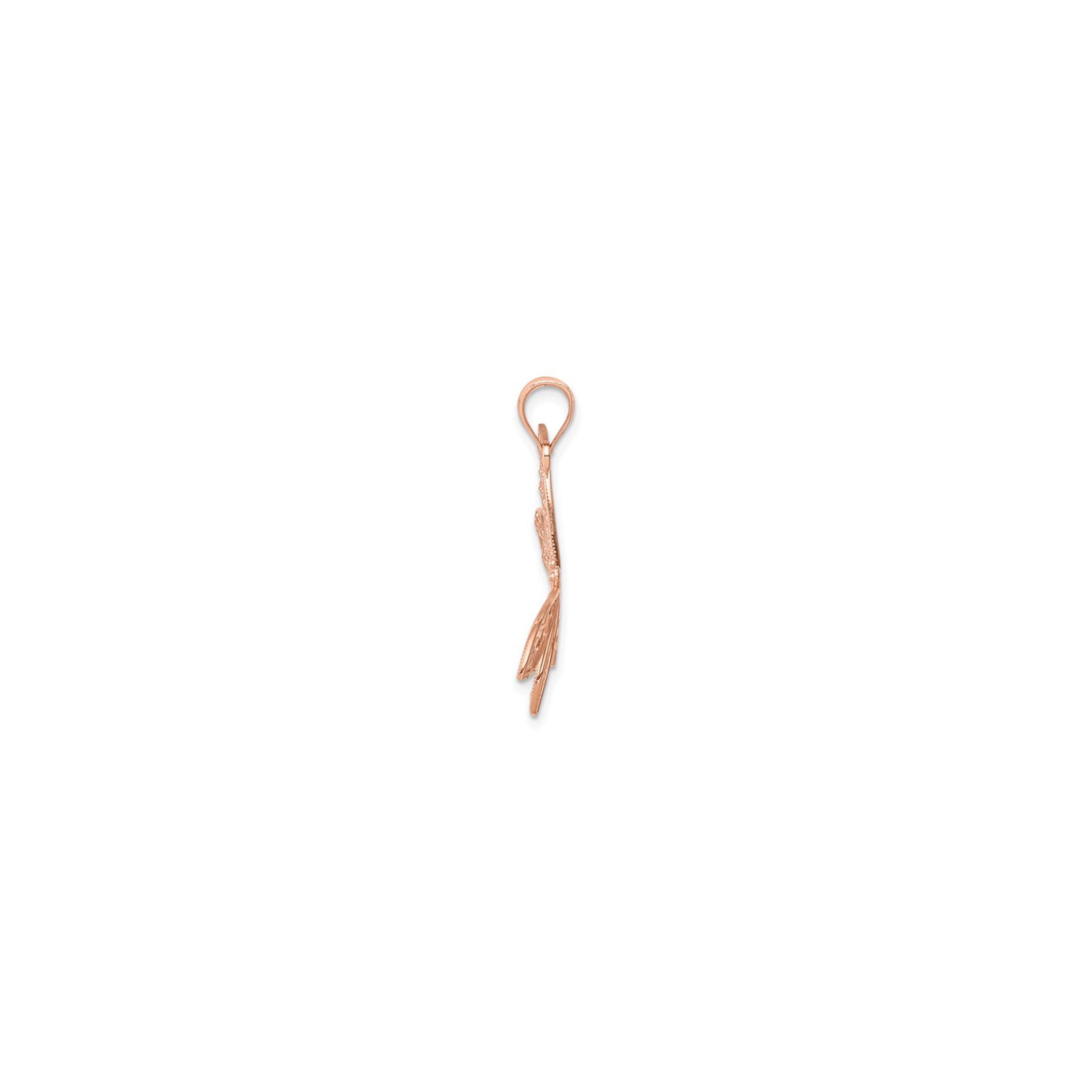 14K Rose Gold Flowery Dragonfly Pendant