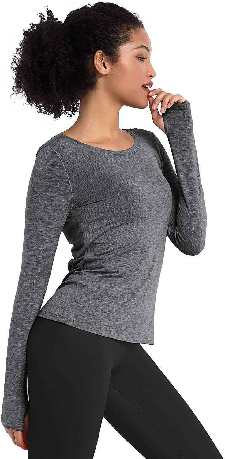 BUBBLELIME Women's Workout Tops - Soft Modal Athletic Shirts with Open Back for Yoga & Running