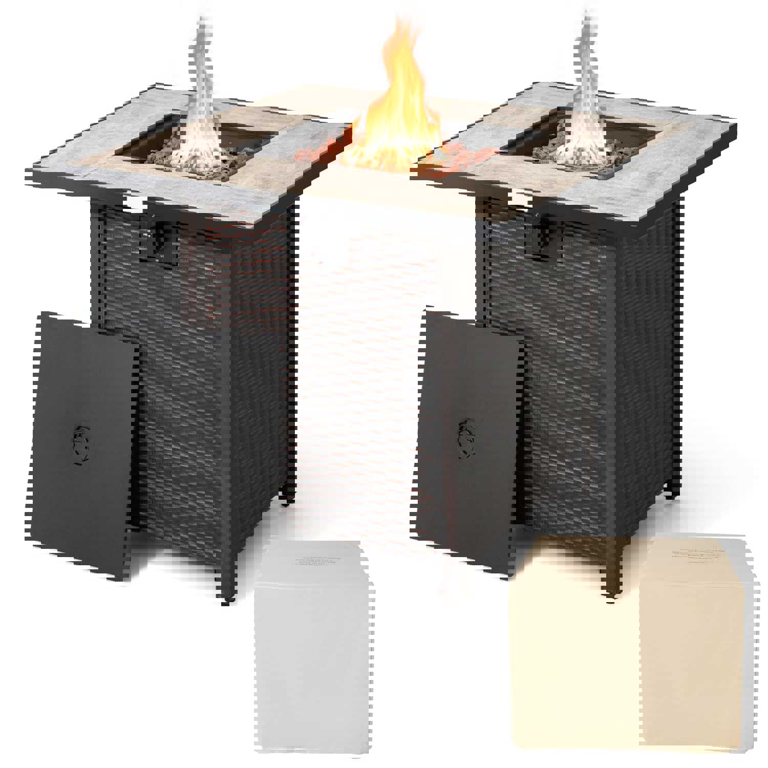 Tangkula 30 Inch Propane Gas Fire Pit Table, 50,000 BTU Square Fire Table for Outdoor Use