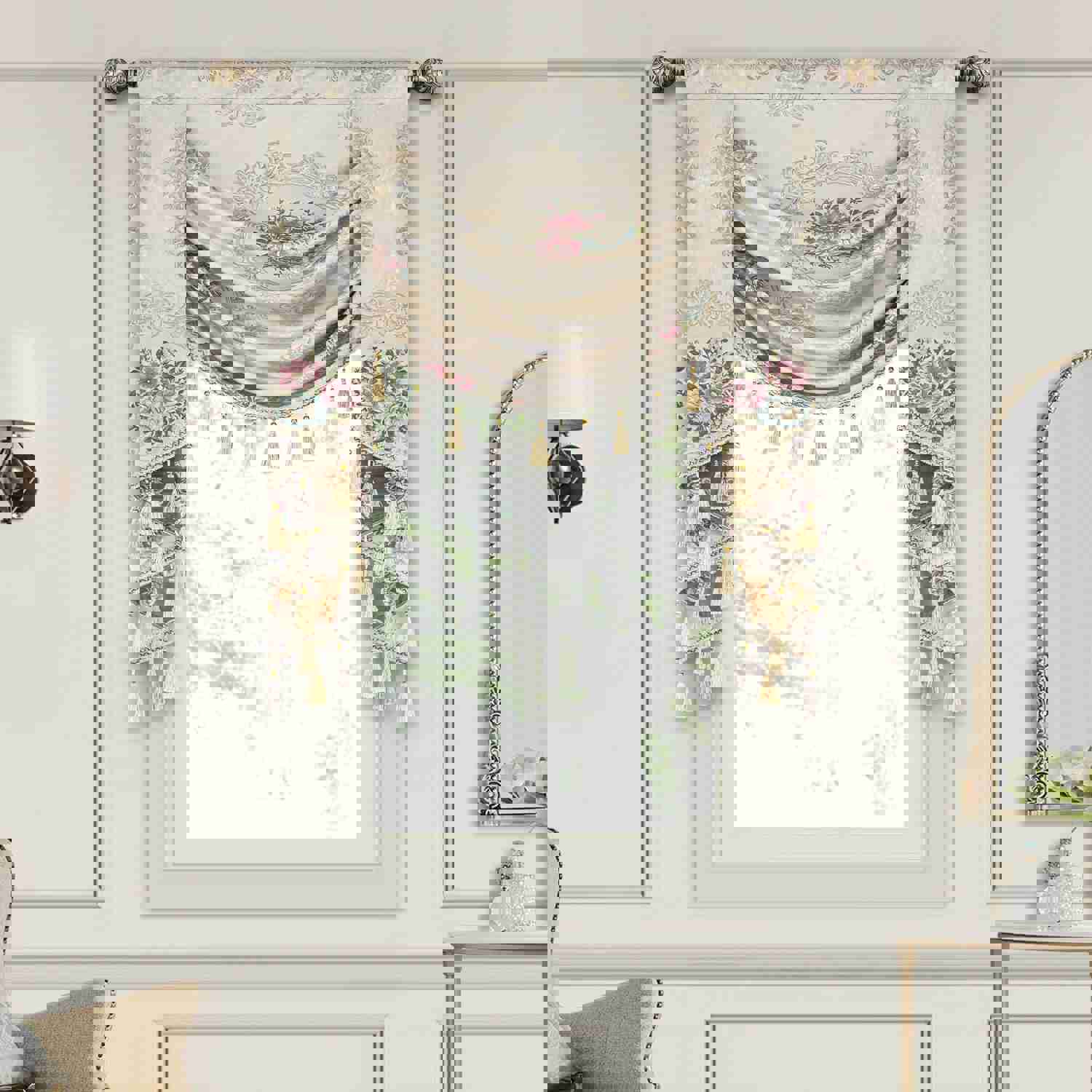 Carmel Swag Valance with Exquisite Floral Patterns