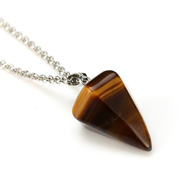 New Natural Stone Quartz Pendant Chain Necklace for Women - Vintage Fashion Jewelry