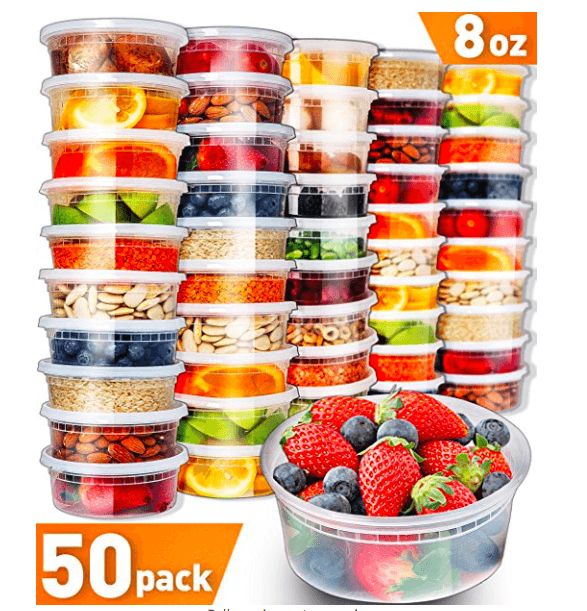 50pk 8oz Small Food Plastic Storage Containers With Lids
