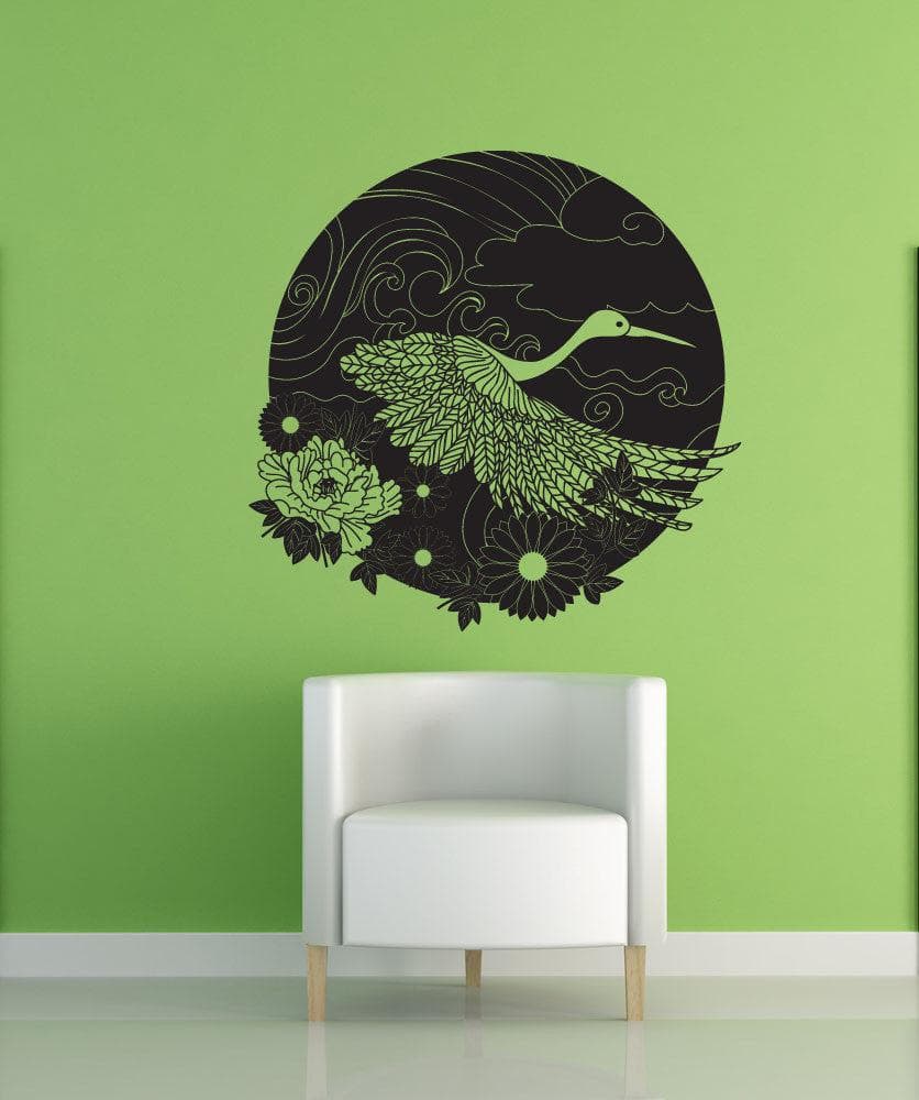 Vinyl Wall Decal Sticker Flying Bird Floral Design #OS_DC678